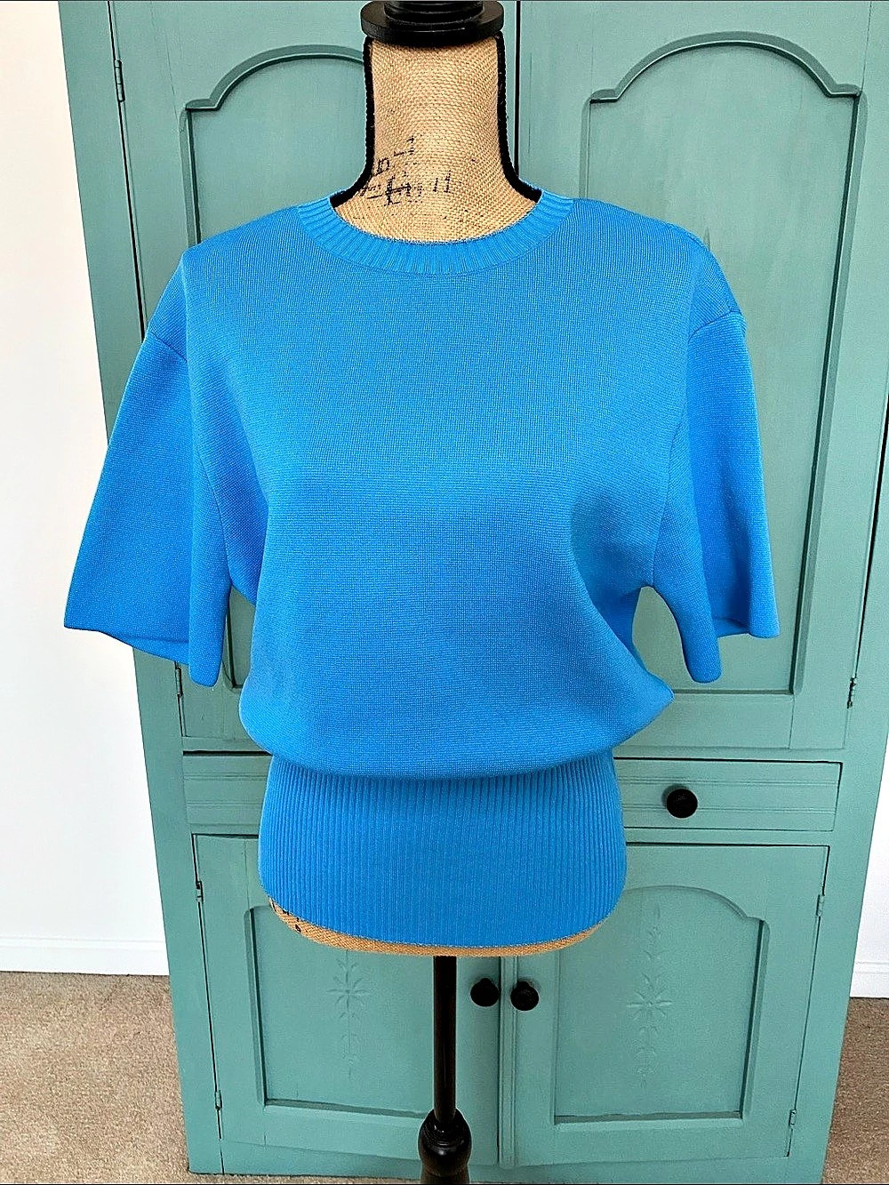 Zara Short Sleeve Knit Top Blue Short Sleeve Top Size Medium